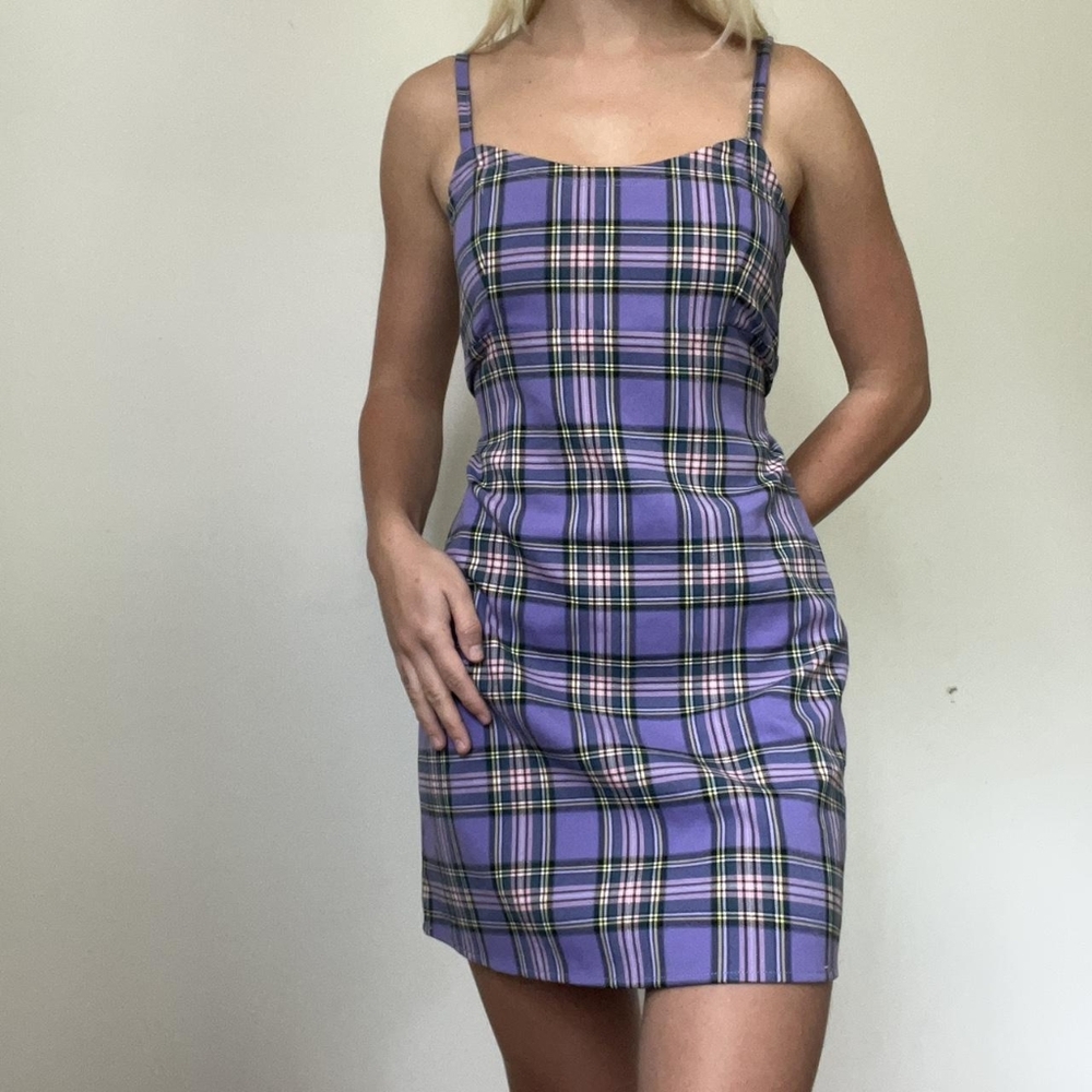 Brandy Melville Purple Plaid Mini Dress